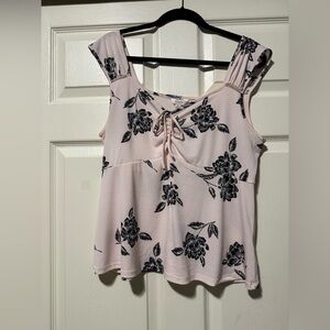 Candie's Black Floral Women's Blouse - Cream